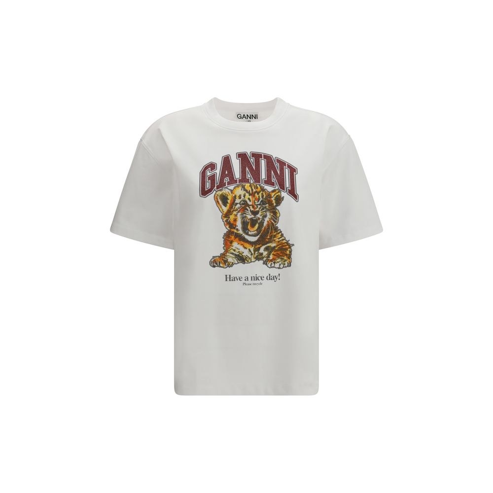 T-shirt Ganni in cotone bianco