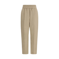 Brunello Cucinelli Pantaloni casual beige in viscosa