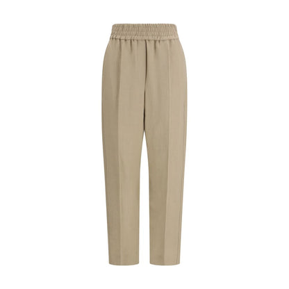 Brunello Cucinelli Pantaloni casual beige in viscosa