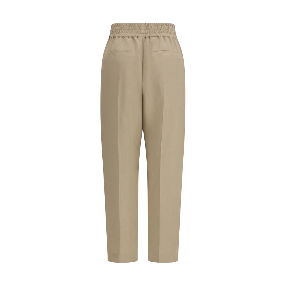 Brunello Cucinelli Pantaloni casual beige in viscosa