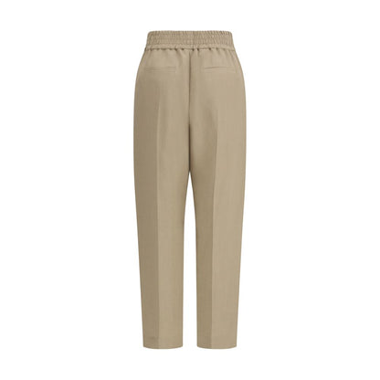 Brunello Cucinelli Pantaloni casual beige in viscosa