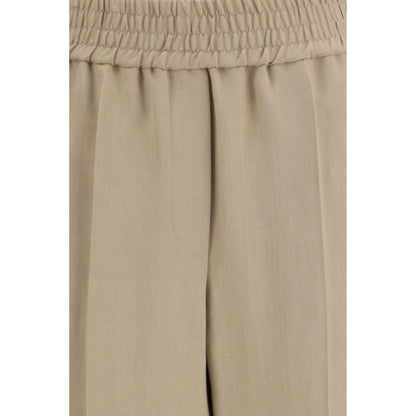 Brunello Cucinelli Pantaloni casual beige in viscosa