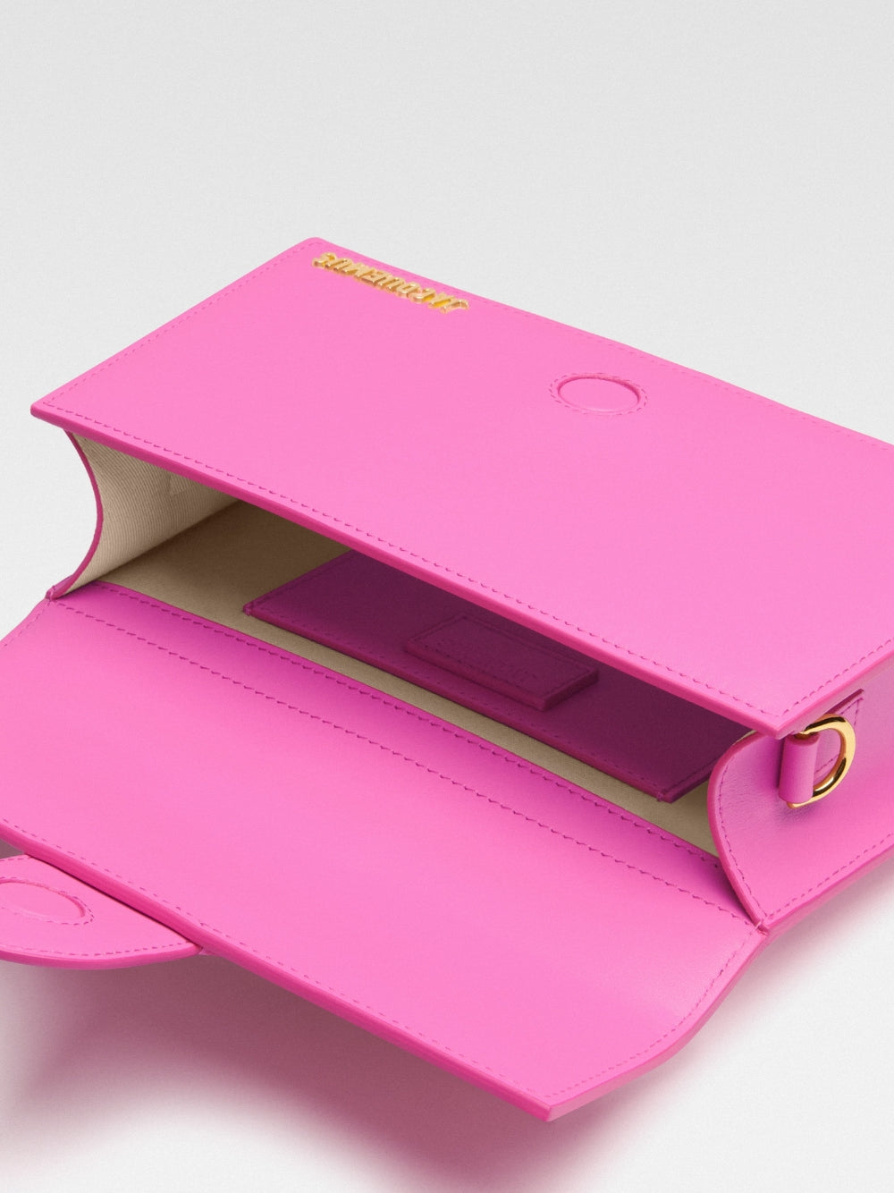 Sac à main Jacquemus Le Grand Bambino en cuir rose fluo