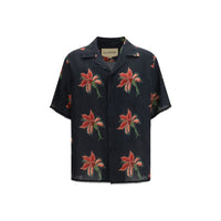 Camicia fantasia Valentino in lino nero