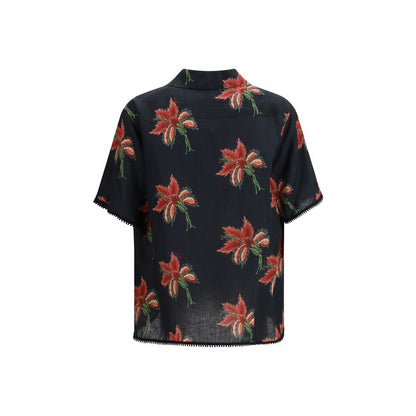 Camicia fantasia Valentino in lino nero