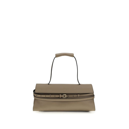 Borsa a Spalla Moschino in Pelle di Vitello Beige Bos Taurus
