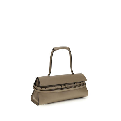 Borsa a Spalla Moschino in Pelle di Vitello Beige Bos Taurus