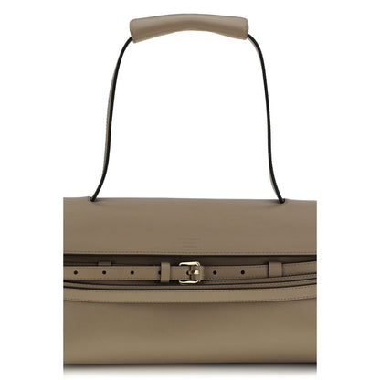 Borsa a Spalla Moschino in Pelle di Vitello Beige Bos Taurus