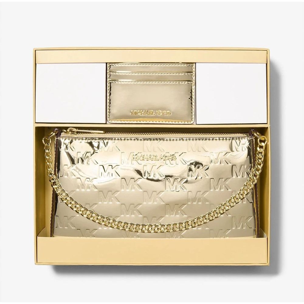 Pochette Michael Kors in tela color oro