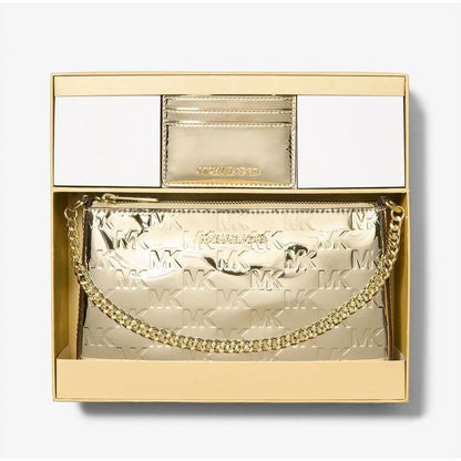 Pochette Michael Kors in tela color oro