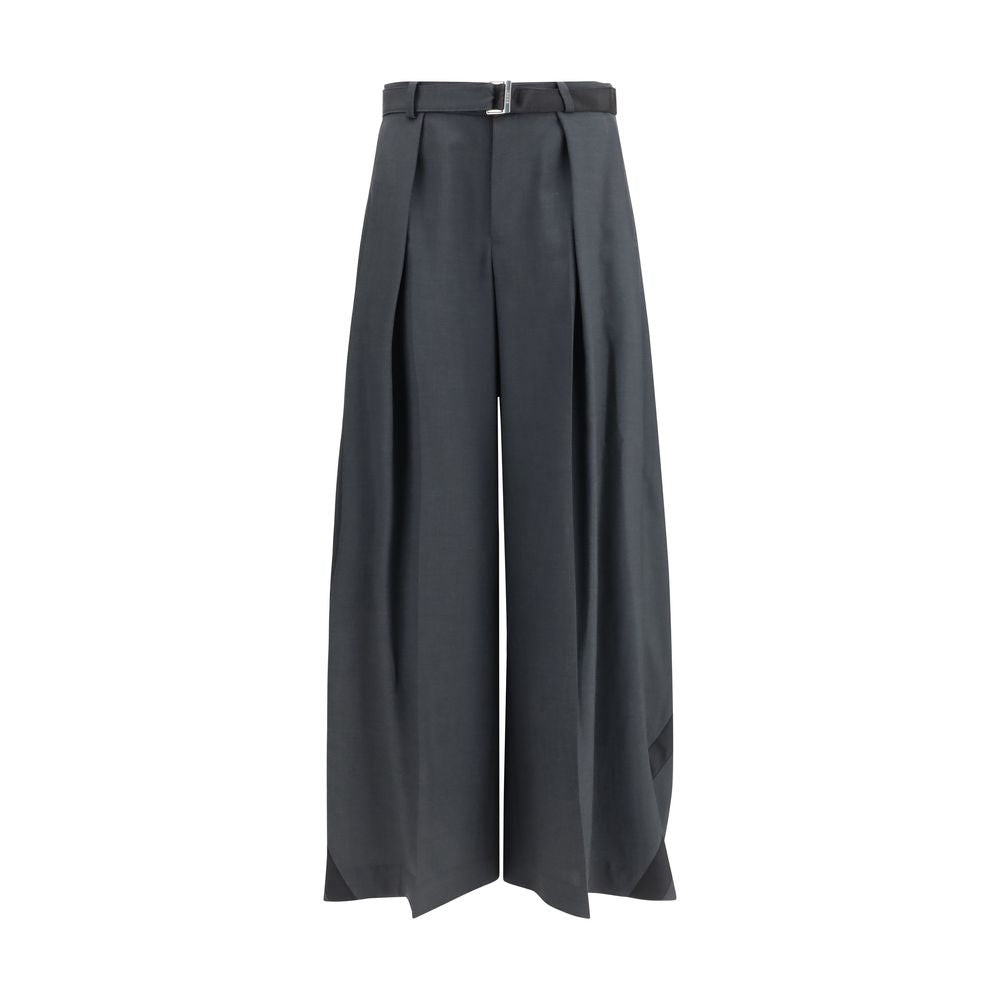 Pantalon décontracté en polyester gris Sacai