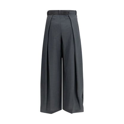 Pantalon décontracté en polyester gris Sacai