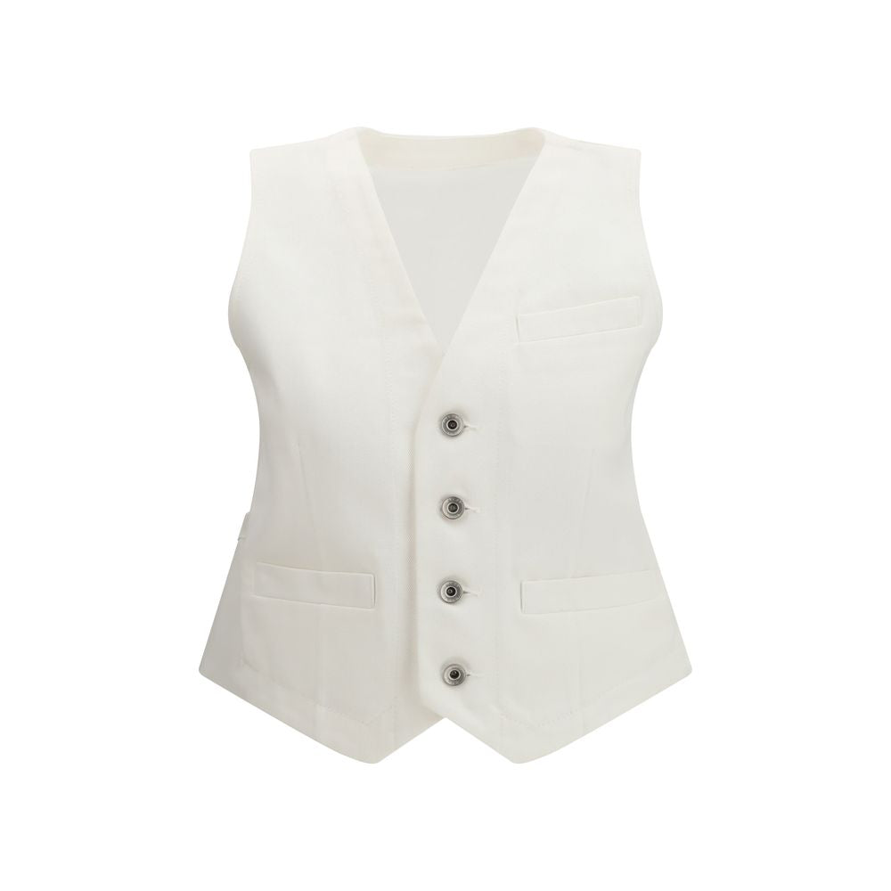 Sacai Gilet Bianco in Cotone