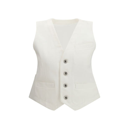 Sacai Gilet Bianco in Cotone