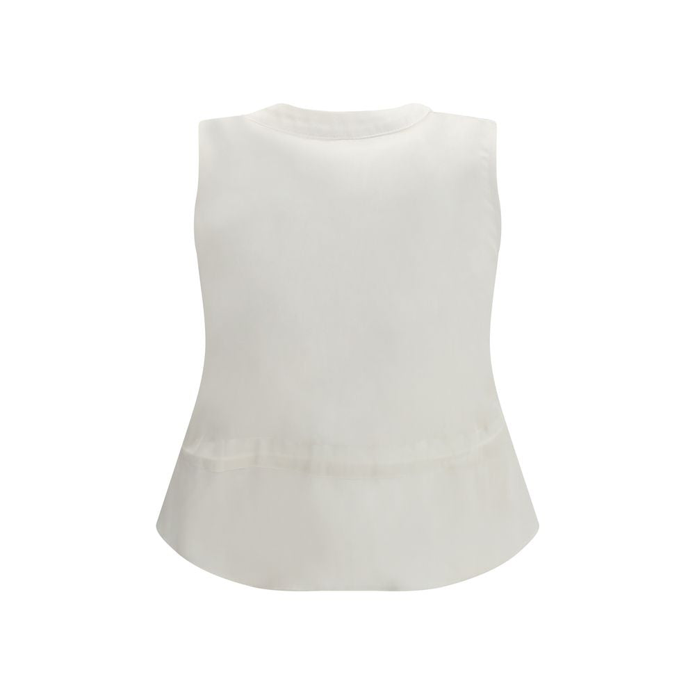 Sacai Gilet Bianco in Cotone