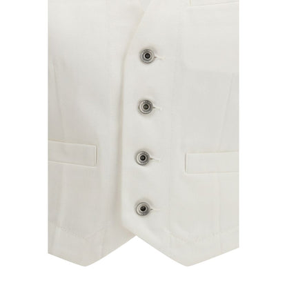 Sacai Gilet Bianco in Cotone