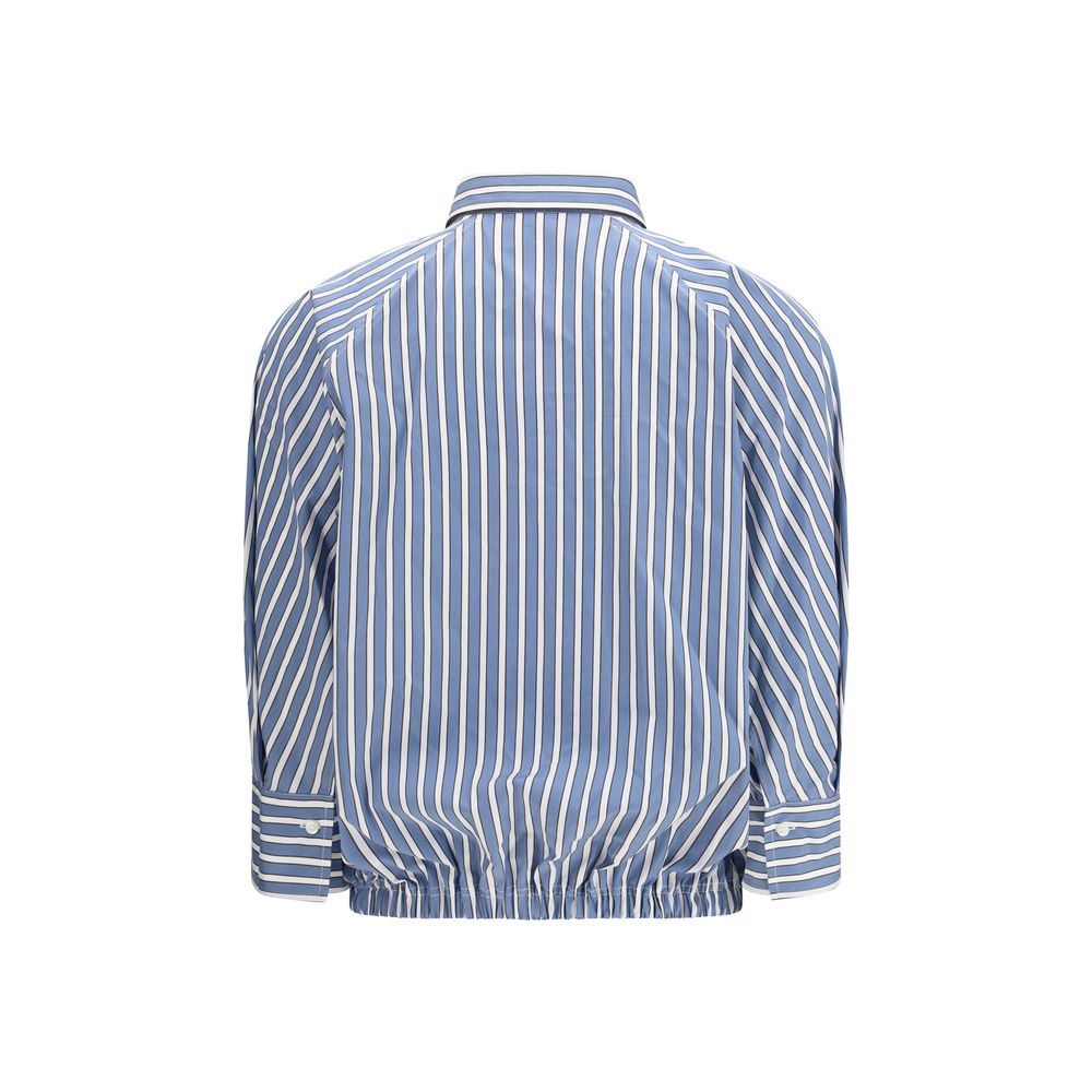 Camicia fantasia in cotone blu Brunello Cucinelli
