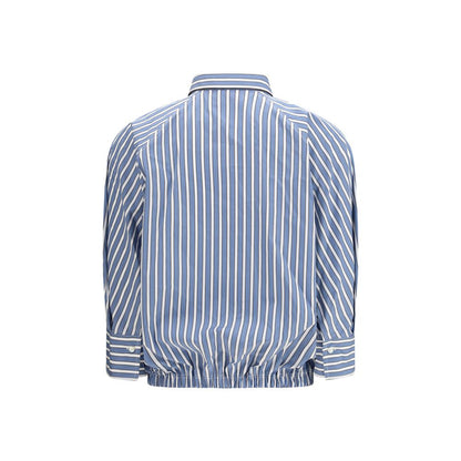 Camicia fantasia in cotone blu Brunello Cucinelli