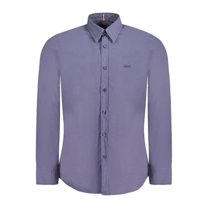 Camicia da uomo in cotone blu Hugo Boss