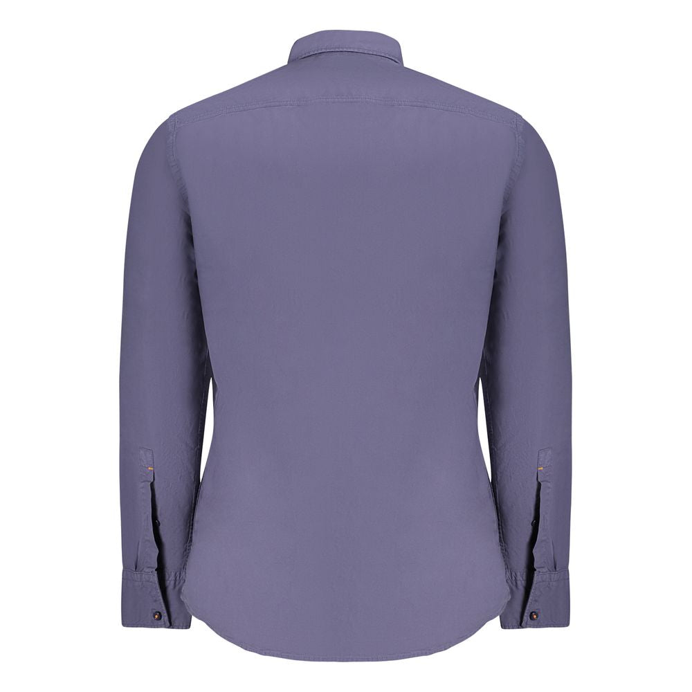 Camicia da uomo in cotone blu Hugo Boss