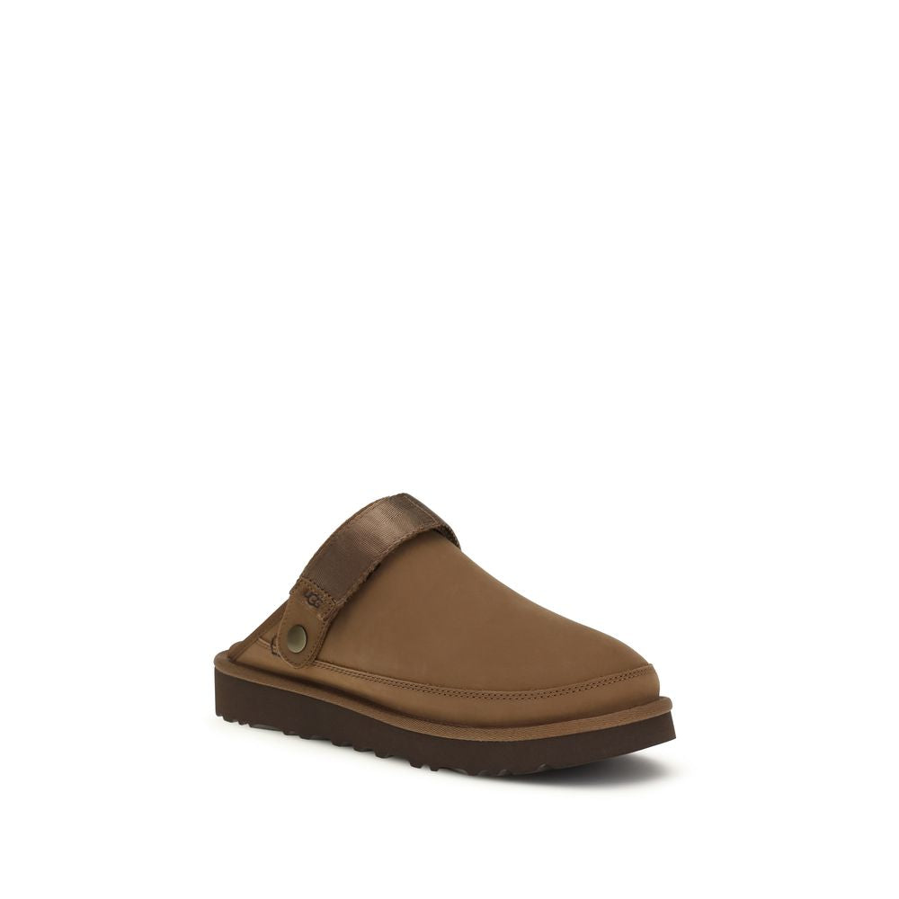 Mules UGG marron en cuir de veau Bos Taurus