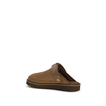 Mules UGG marron en cuir de veau Bos Taurus