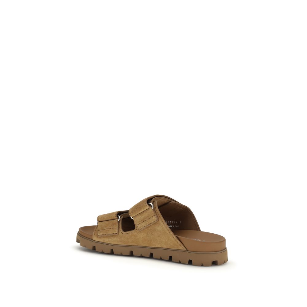 Sandales Prada en cuir de veau marron Bos Taurus à enfiler