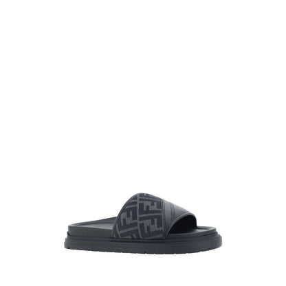 Sandali Fendi in tessuto grigio