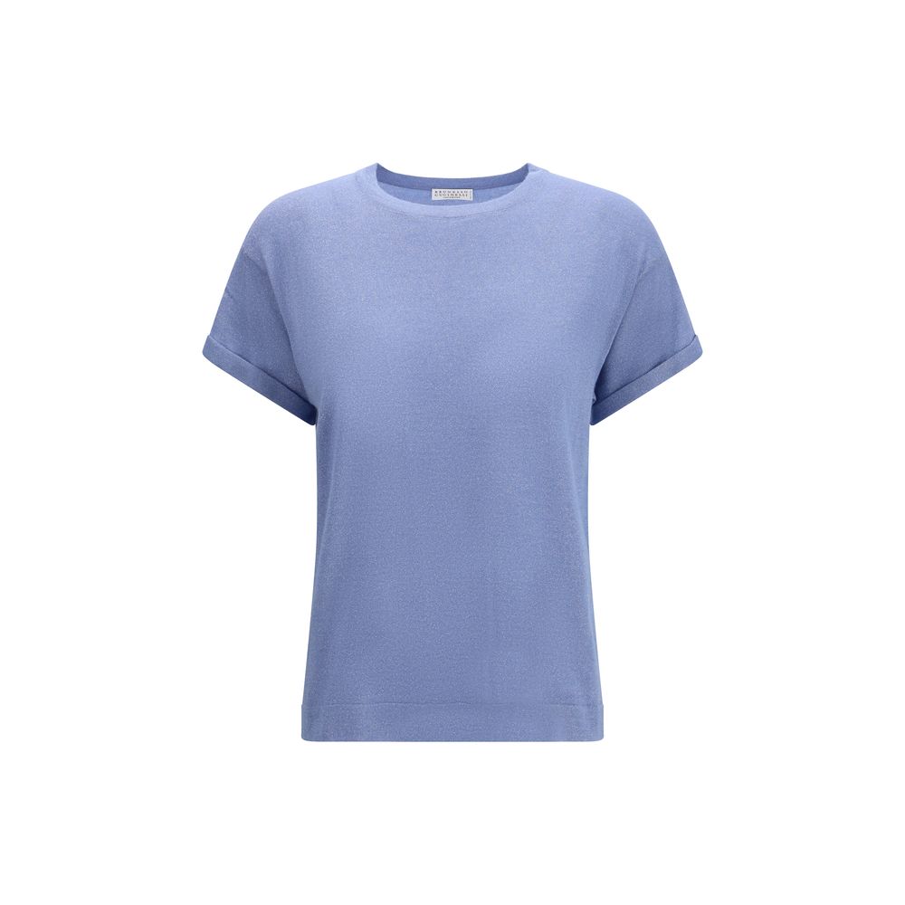 T-shirt in nylon blu Brunello Cucinelli