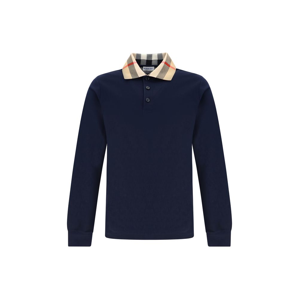 Polo in cotone blu Burberry