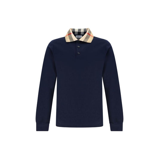 Polo in cotone blu Burberry