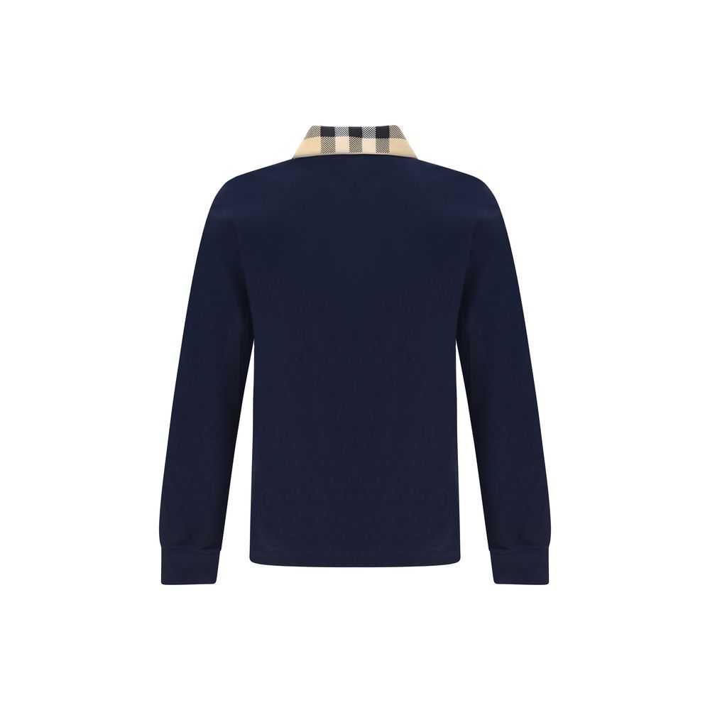 Polo in cotone blu Burberry