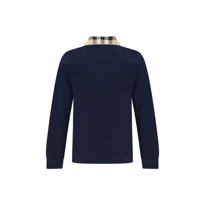 Polo in cotone blu Burberry