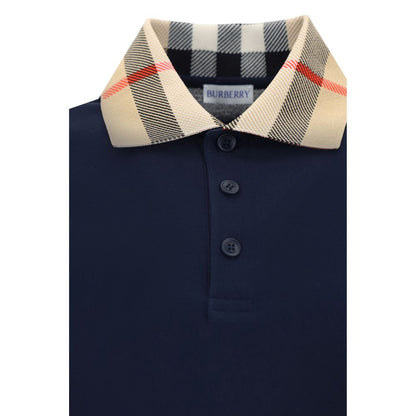 Polo in cotone blu Burberry