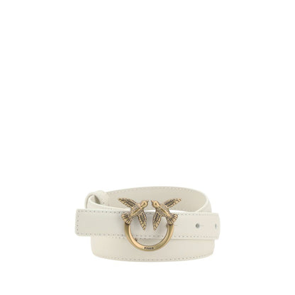 PINKO Cintura Regular Bianca in Pelle di Vitello