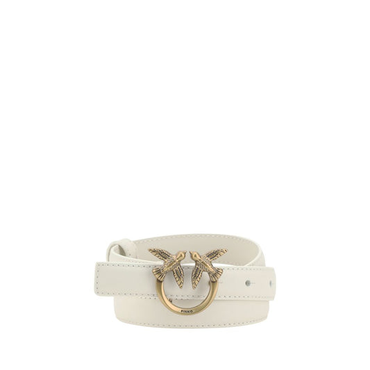 PINKO Cintura Regular Bianca in Pelle di Vitello