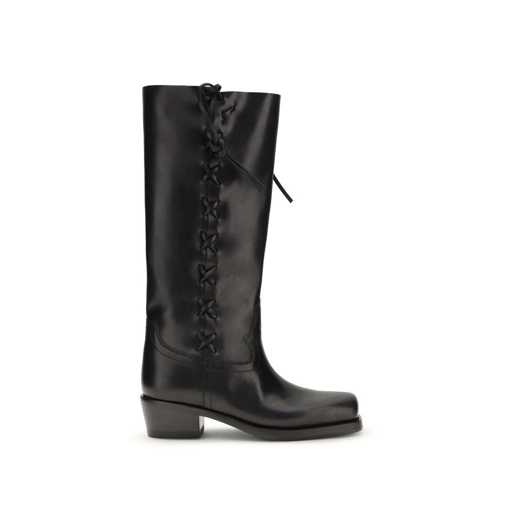 Bottes lacées Paris Texas en cuir de veau noir Bos Taurus
