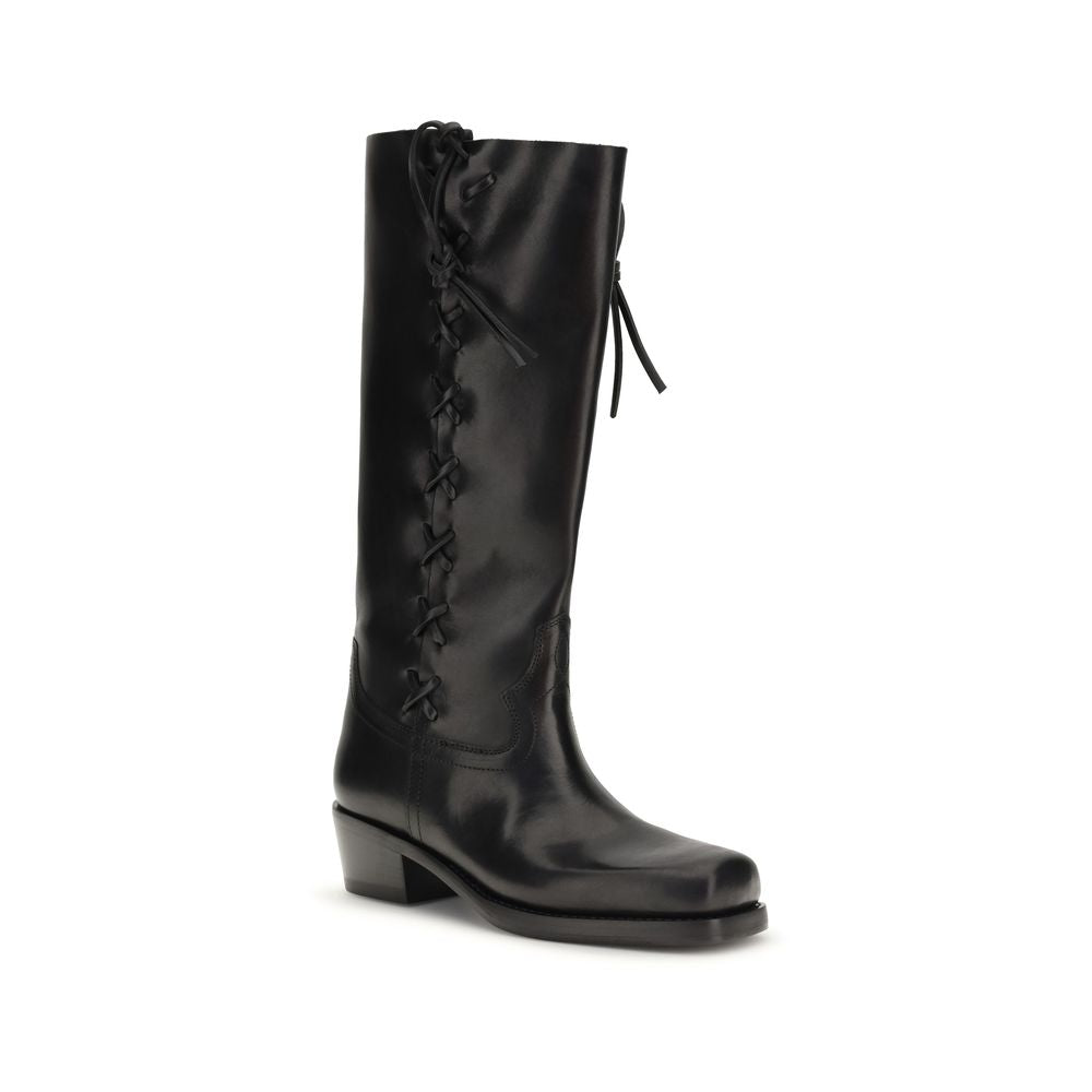 Bottes lacées Paris Texas en cuir de veau noir Bos Taurus