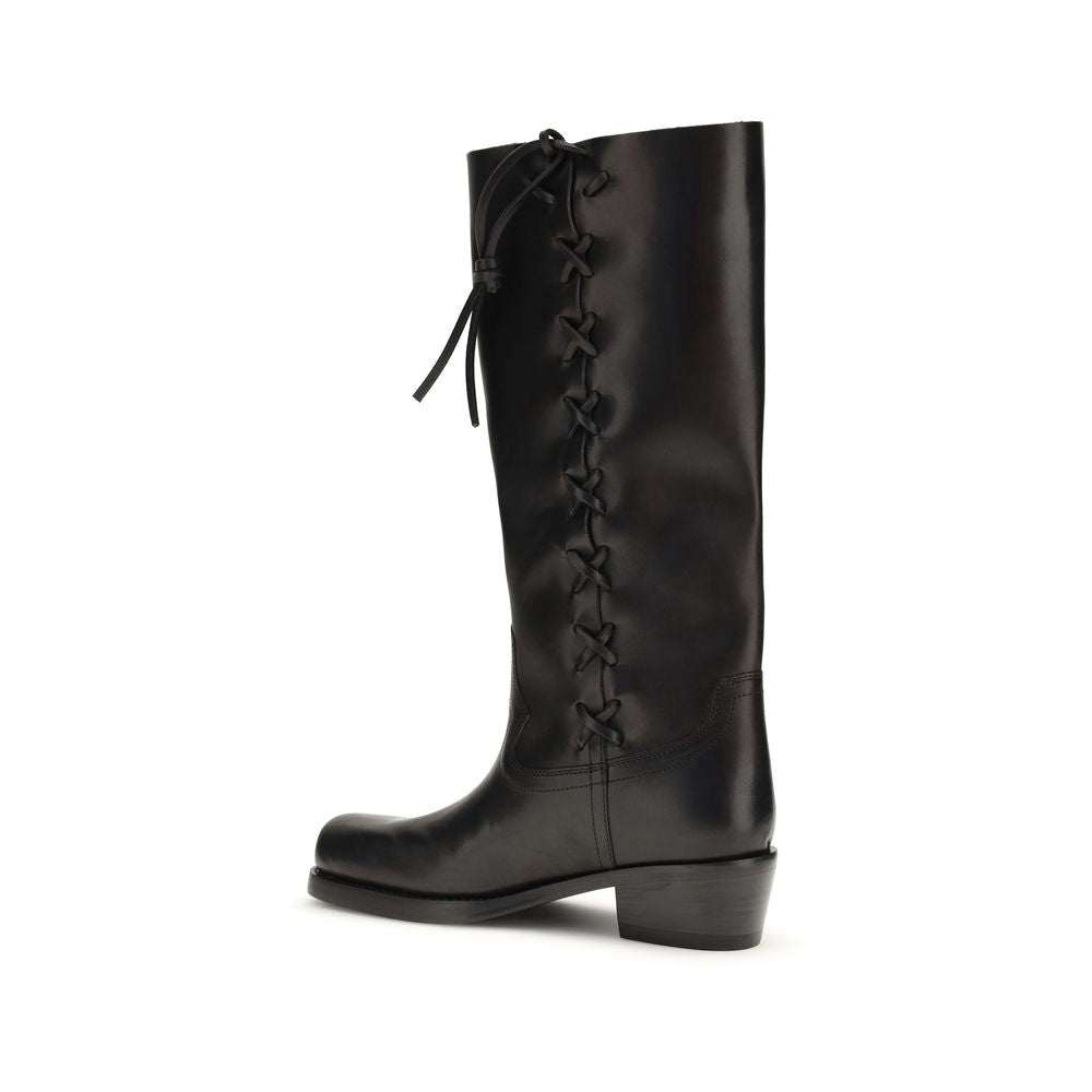 Bottes lacées Paris Texas en cuir de veau noir Bos Taurus