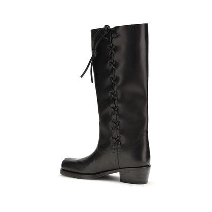 Bottes lacées Paris Texas en cuir de veau noir Bos Taurus