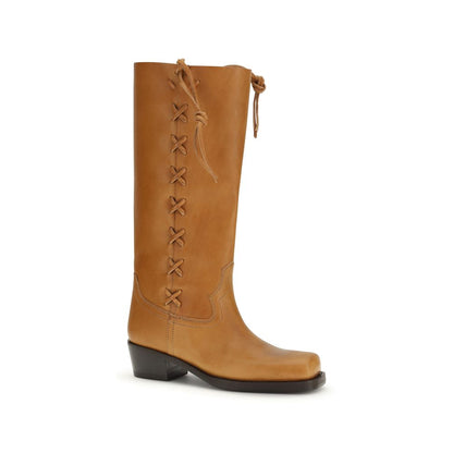 Bottes à lacets Paris Texas en cuir de veau marron Bos Taurus