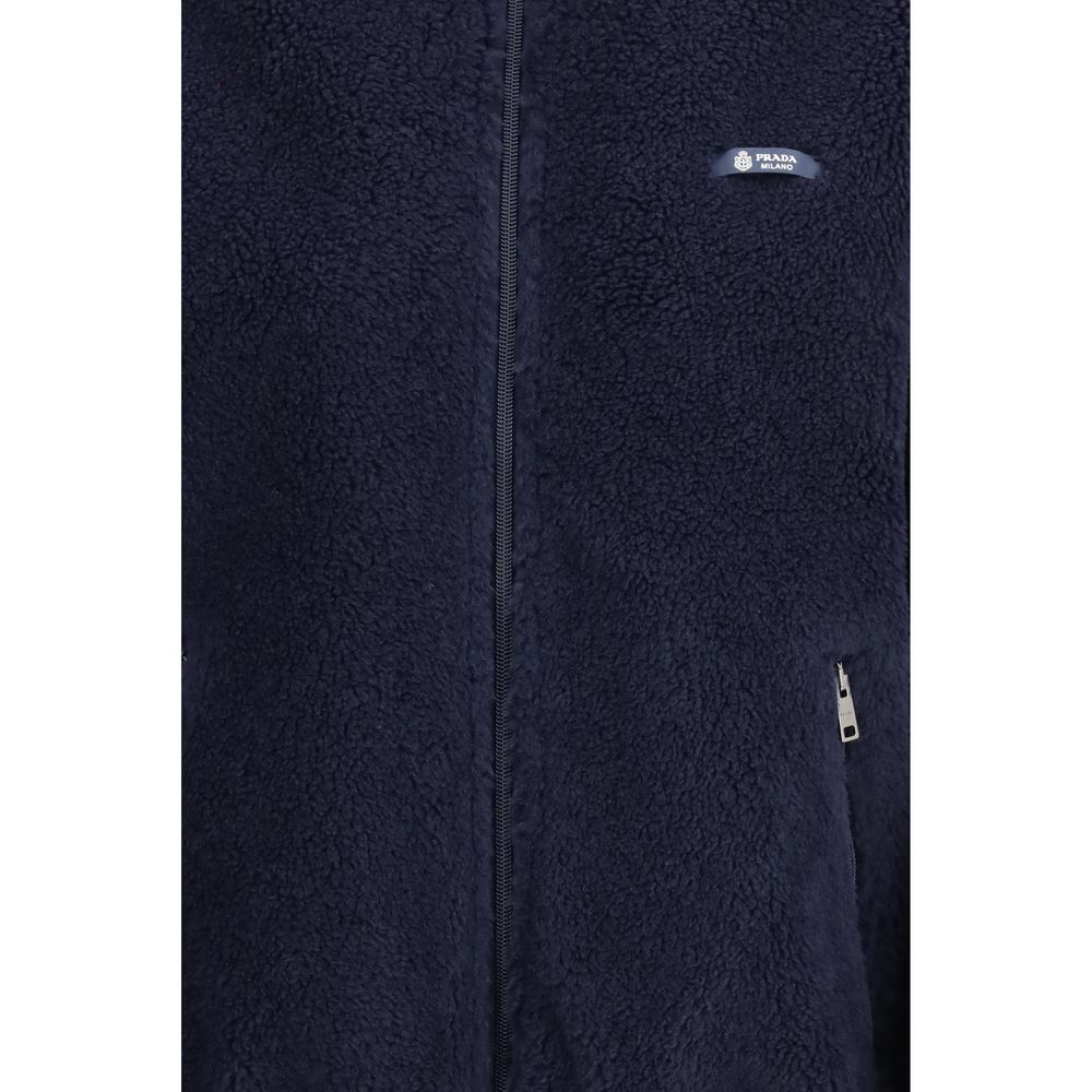 Giacca lunga in poliammide blu Prada