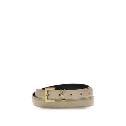 Ceinture fine Saint Laurent en cuir de veau beige Bos Taurus