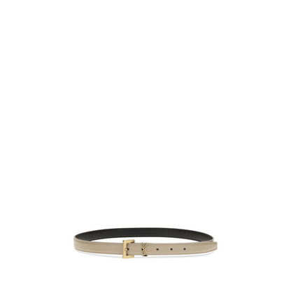 Ceinture fine Saint Laurent en cuir de veau beige Bos Taurus