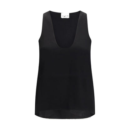 T-shirt sans manches en soie noire SA SU PHI