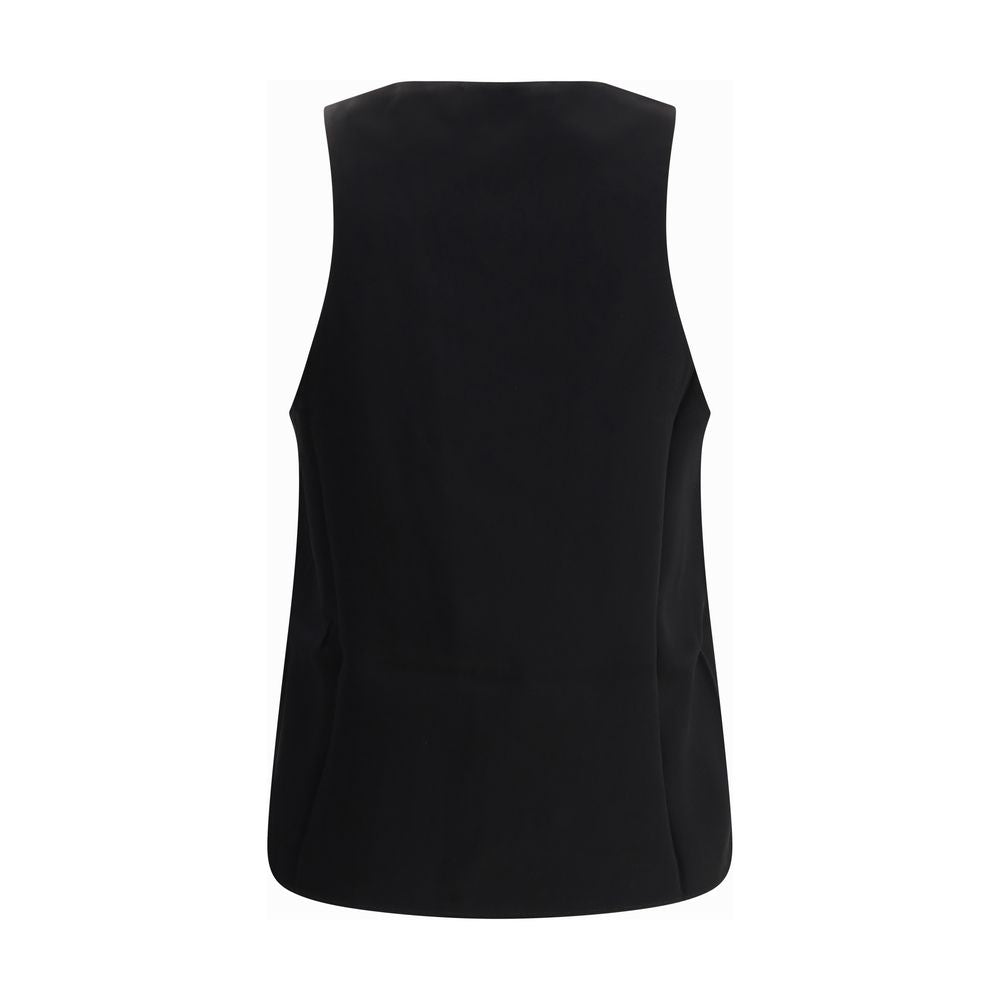 T-shirt sans manches en soie noire SA SU PHI