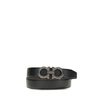 Ceinture Ferragamo en cuir de veau noir Bos Taurus, taille standard