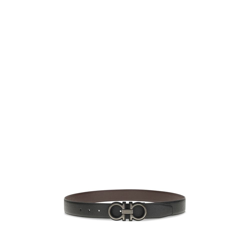 Ceinture Ferragamo en cuir de veau noir Bos Taurus, taille standard