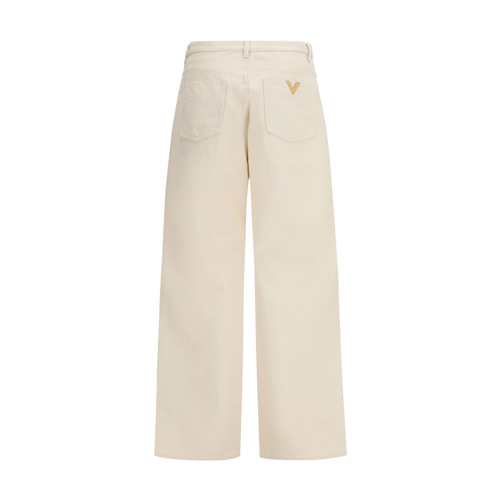 Pantaloni Casual Valentino in Cotone Beige