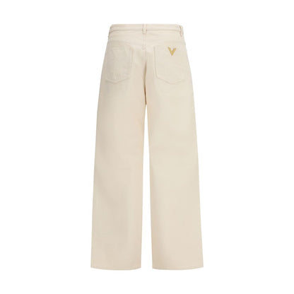 Pantaloni Casual Valentino in Cotone Beige